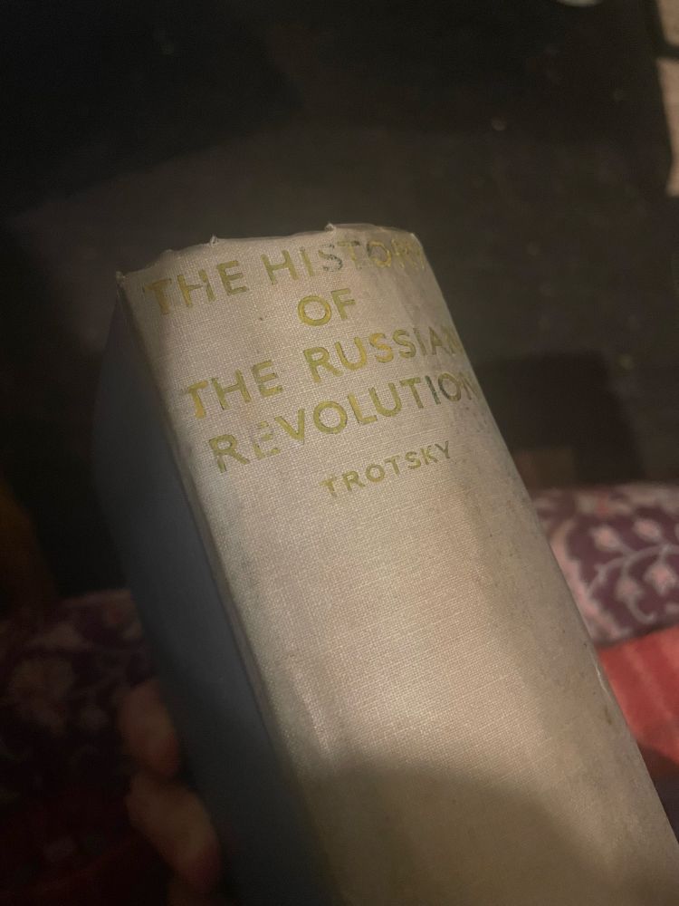 the spine of a 1935 edition of the history of the russian revolution