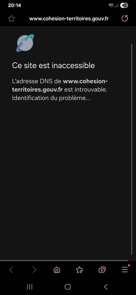 Ce site est inaccessible
L'adresse DNS de www.cohesion-territoires.gouv.fr est introuvable. Identification du problème…