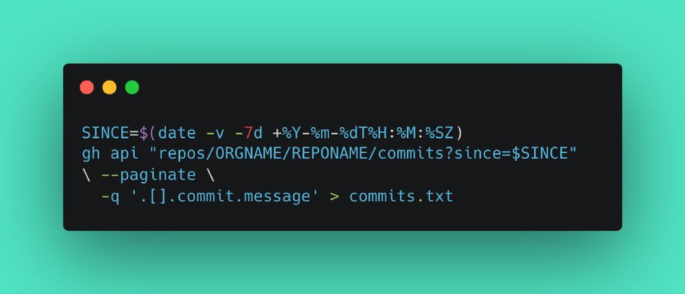 Code that helps you turn your GitHub commit history into a clear, executive-friendly weekly summary using the GitHub CLI and ChatGPT.