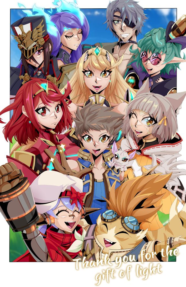 Illustration of the cast of Xenoblade Chronicles 2 to mark the 7th anniversary release of the game, DEC. 1st 2017