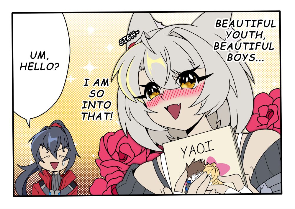 Mio loves yaoi, like protags before her~