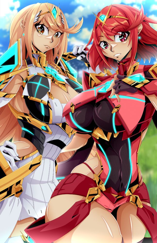 Character Illustration of Pyra and Mythra from Xenoblade Chronicles 2