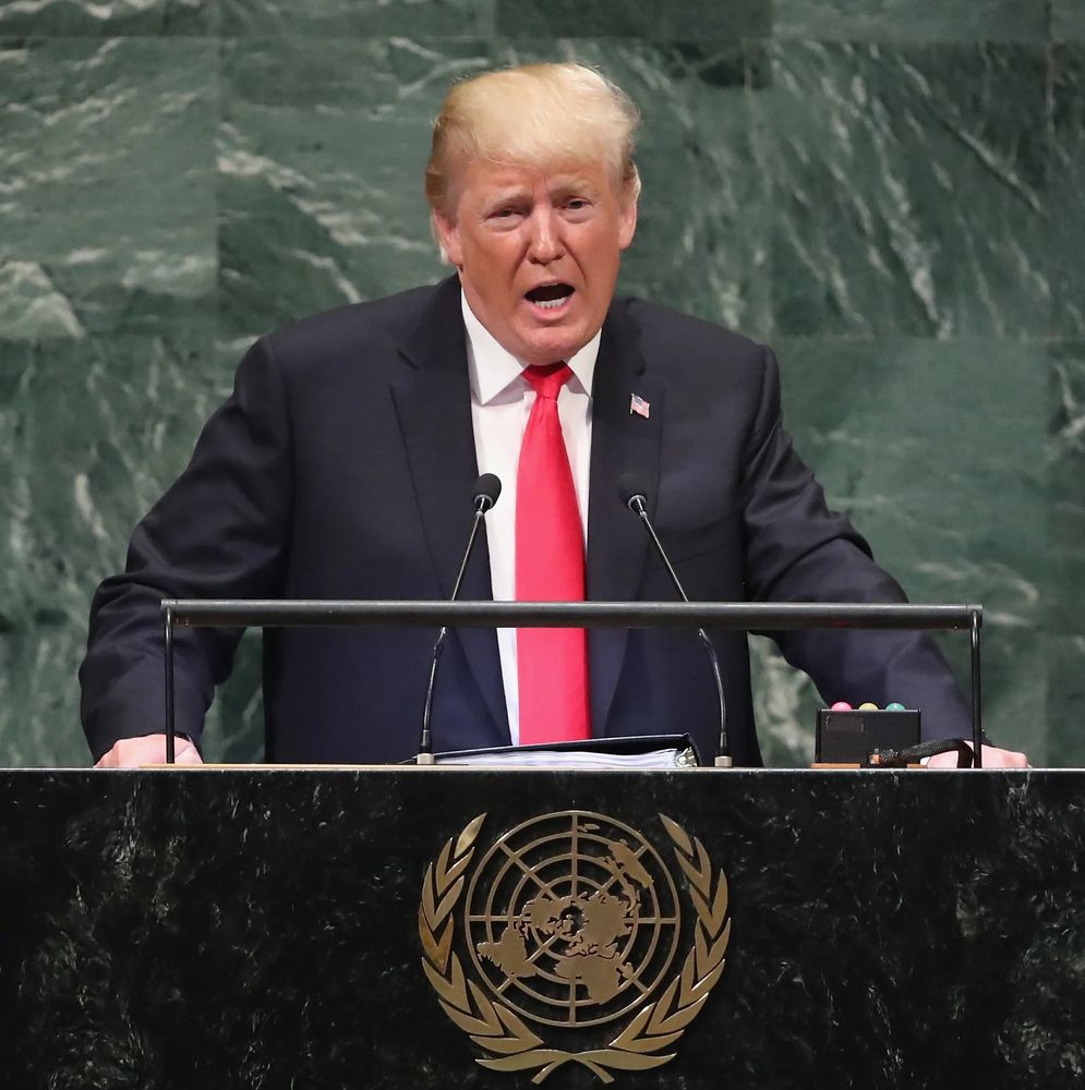 President Trump complaining at the UN General Assembly. 