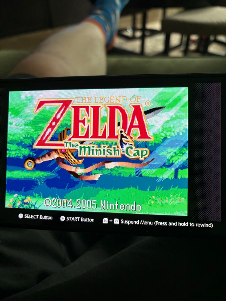 The start screen for the legend of Zelda the minish cap