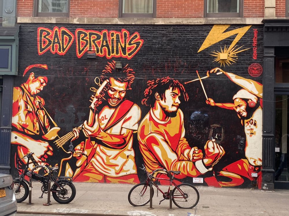 Mural of the punk rock band Bad Brains playing live. 