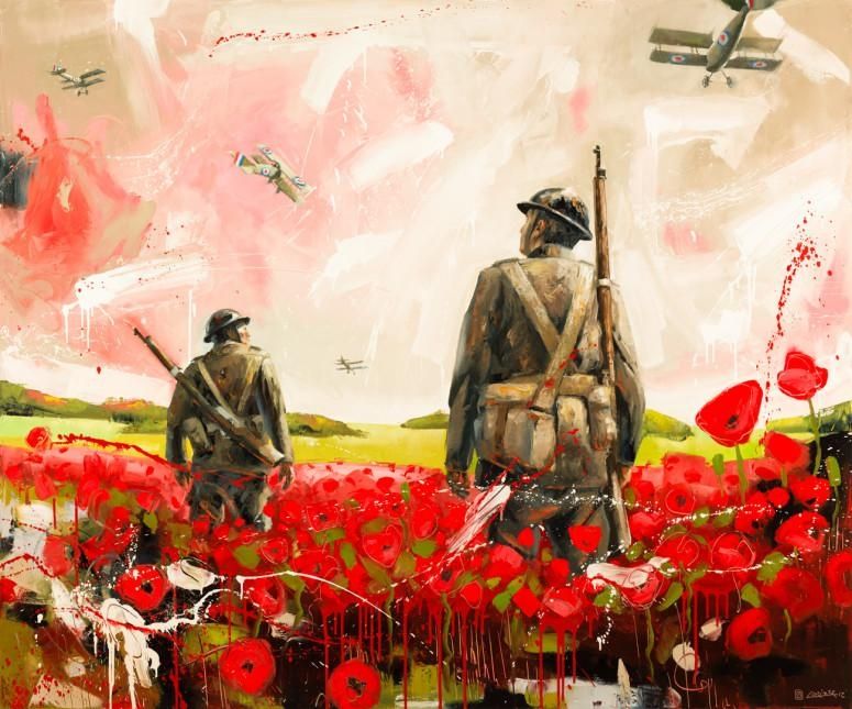 2 soldiers in a Poppy field