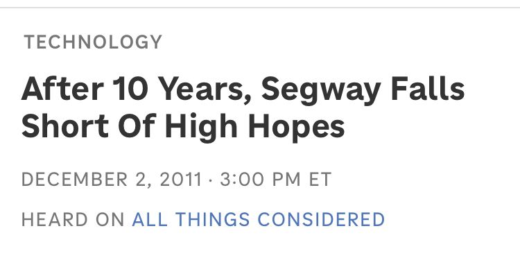 The life cycle of “world-changing” inventions - stage III: cautious acknowledgement from NPR that maybe, just *possibly*, the use case wasn’t there.