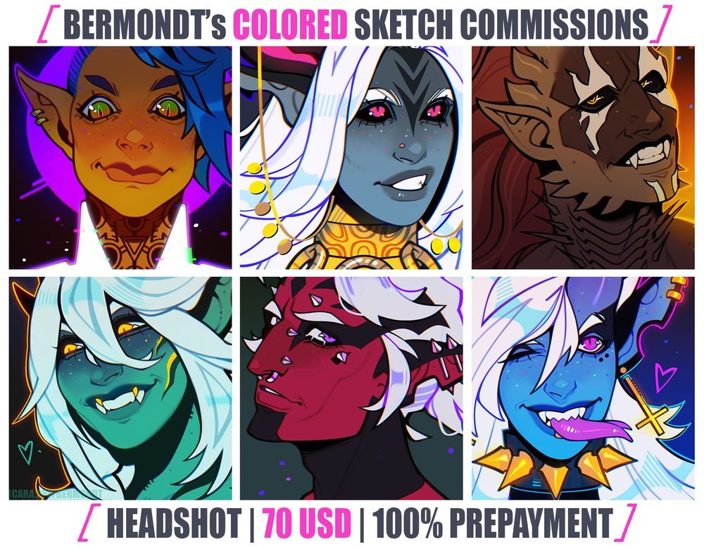 colored sketch commission price