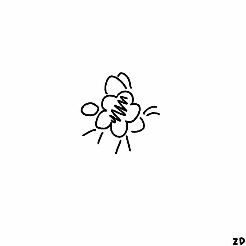 Small digital doodle of a bee sheep with very few lines, ZD in the bottom right corner