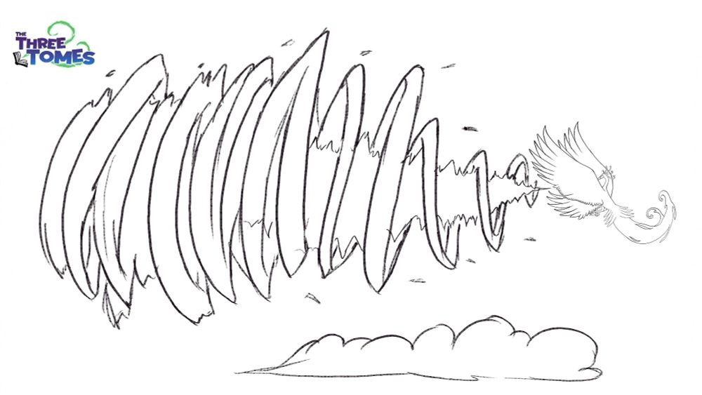 art of fantasy bird using wind magic and creating blast of wind