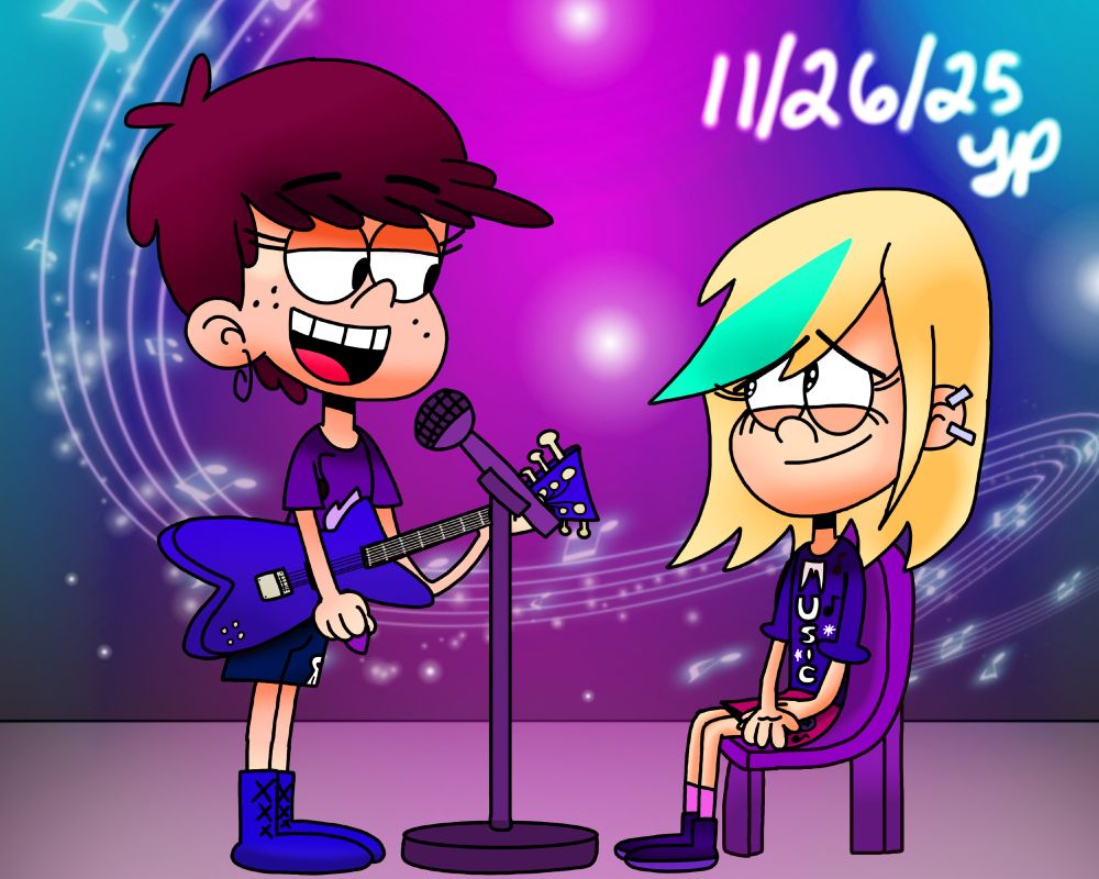 Here in this draw Luna is performing a song to her girlfriend Sam Sharp. The moment when she sings with her rockin voice Sam feels a connecting touch in her heart. I enjoy the loving moments whenever we see them together in an episode. Let's hope for another to come. 💜💙