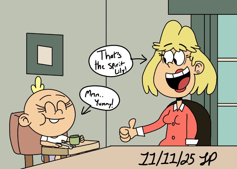 Let's imagine Rita telling Lily to tryout Broccoli for the 1st time. Lily wasn't too sure to see how it taste but she was willing to try it. And judging on the next slide she liked it and Rita was proud of Lily that she tried something new! Always good to eat your veggies kids. 🥦🥦