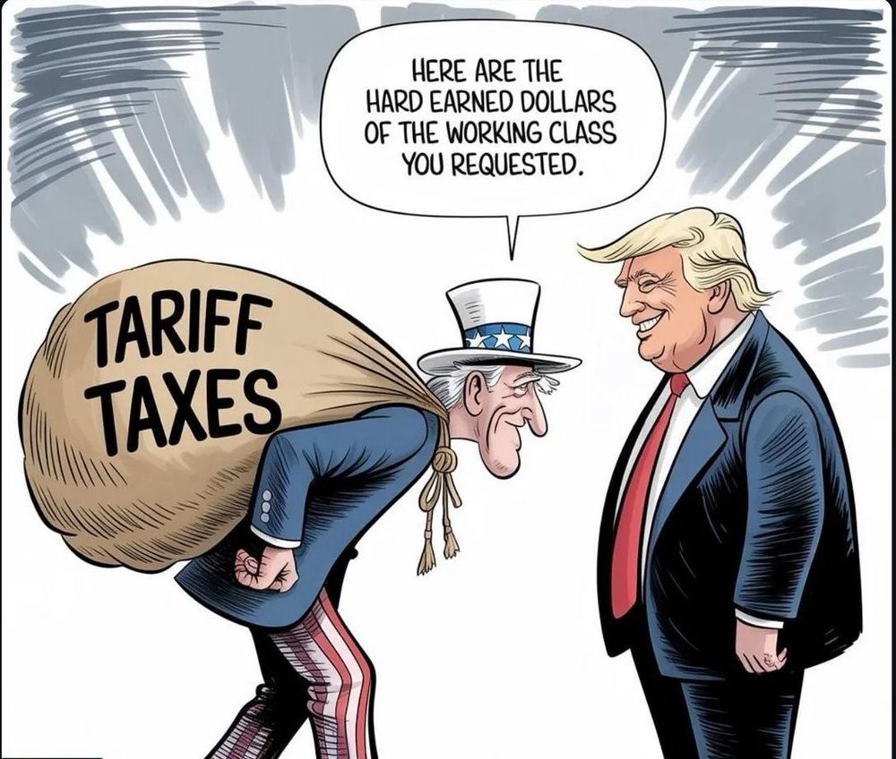 Here are the hard earned dollars of the working class you requested. Bag label: Tariff Taxes