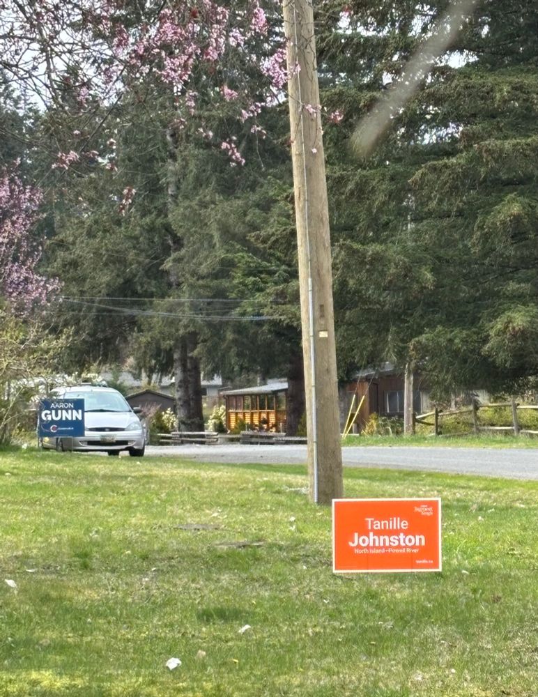 NDP candidate yard sign for federal election in North Island - Powell River. 