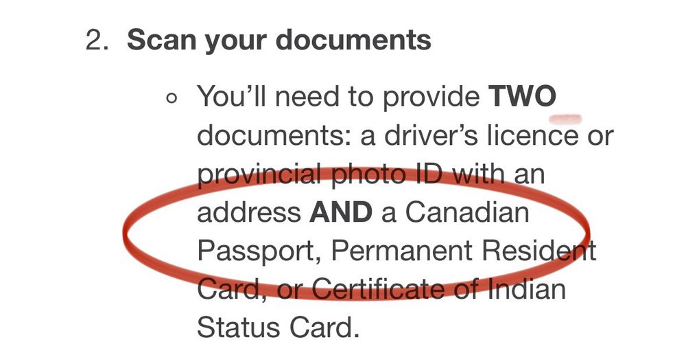 Screen shot of items needed to scan 