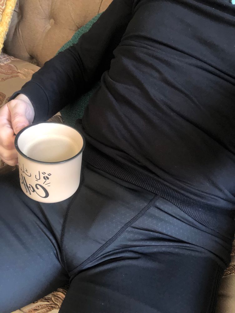 My bulge cock and hot coffee