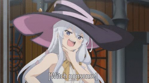 a girl in a witch hat has the words witch nonsense written below her