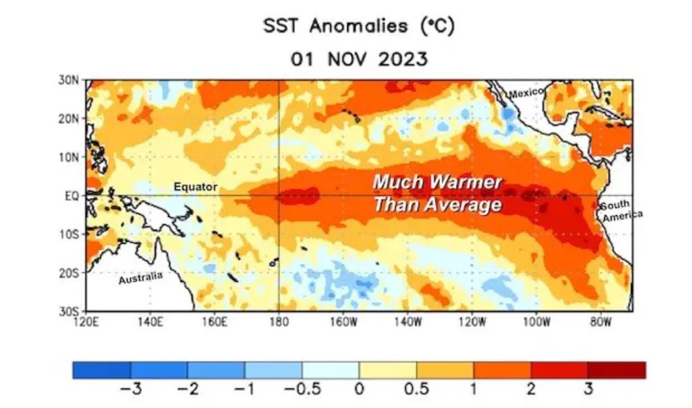 El Niño Advisory Update November 2023: Very Strong To Historic Event This Winter - Just In Weather