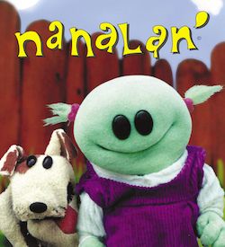 Nanalan promo poster of the titular green puppet with her dog