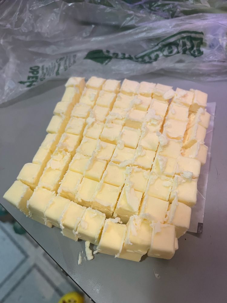 A pound of cubed butter 