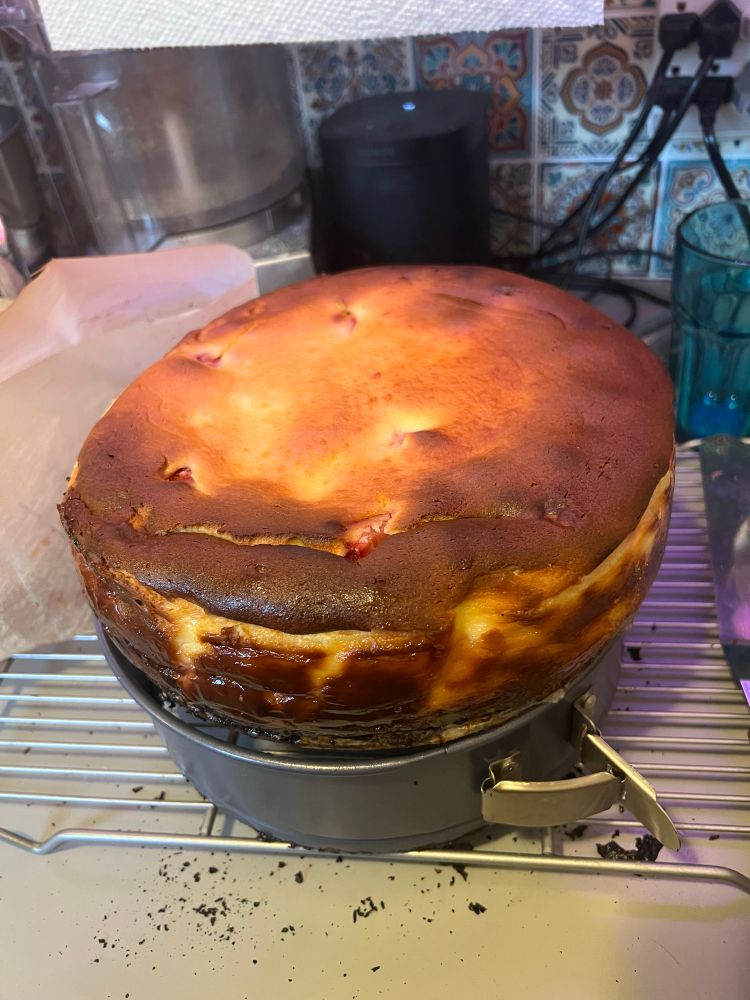 The cheesecake first unmolded 
