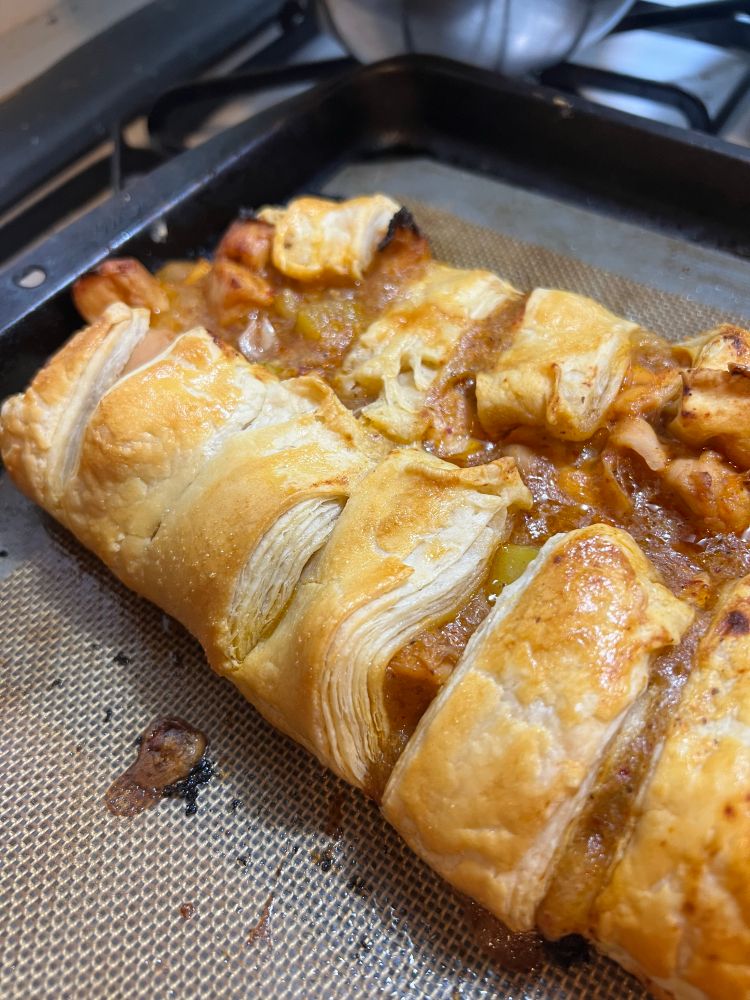 A not so braided puff pastry massaman curry puff