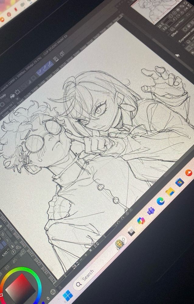 Momo and Okarun from Dandadan sketch