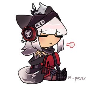 chibi frostleaf arknights taking a seat 