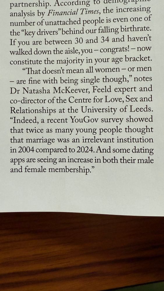 Natasha McKeever talking about attitudes towards marriage. 