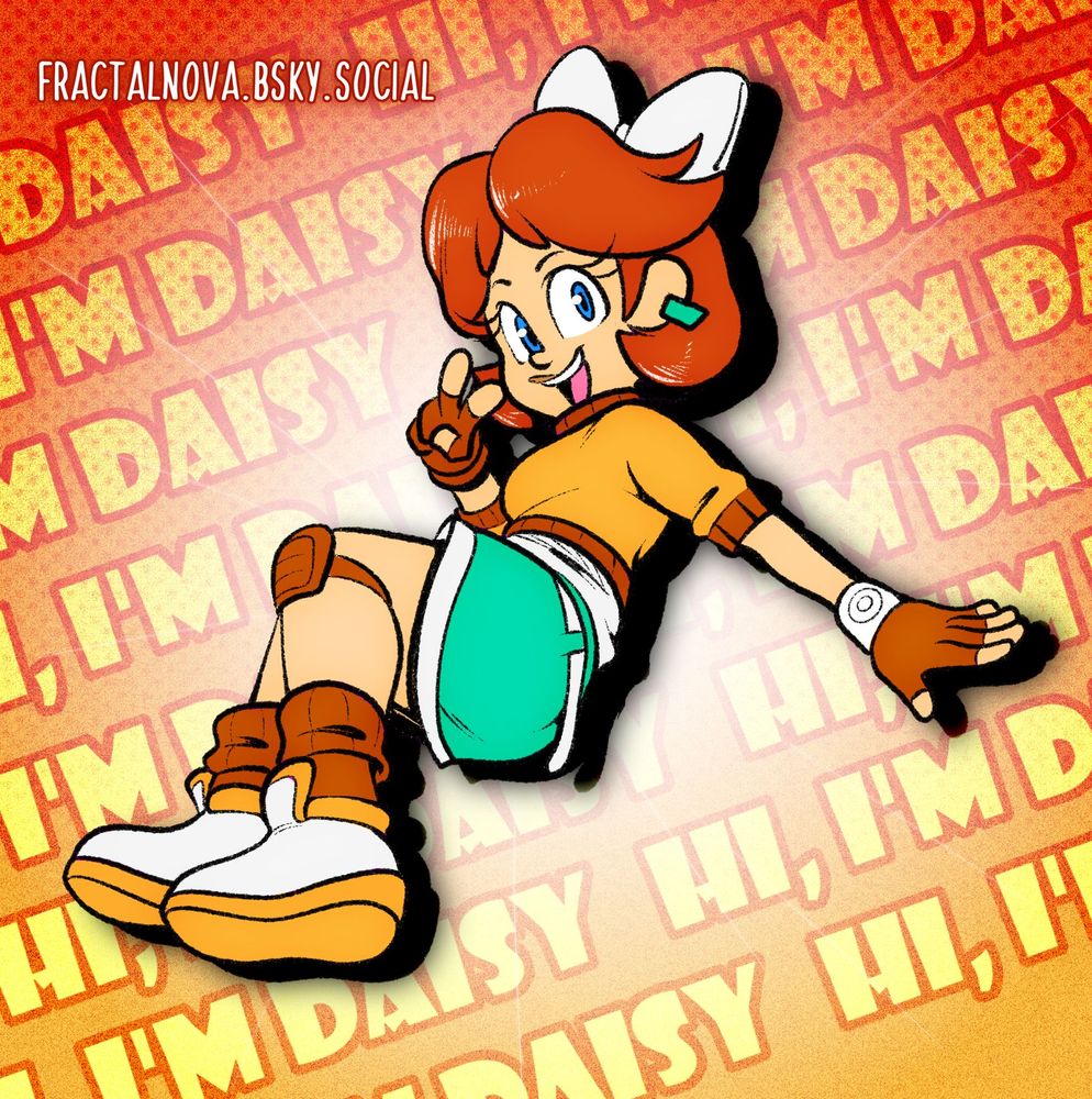 Daisy posing in one of her tricks from "Mario Kart World"
