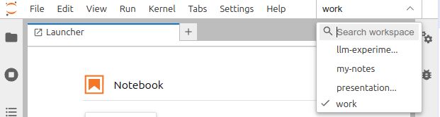 The workspace indicator in the open state