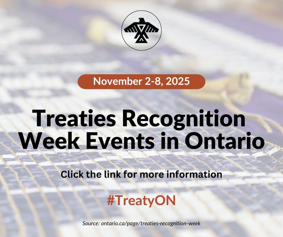 It's Treaties Recognition Week in Ontario from November 2-8, 2025! Explore events taking place in Ontario 🍎📜  

Visit: https://www.ontario.ca/page/treaties-recognition-week