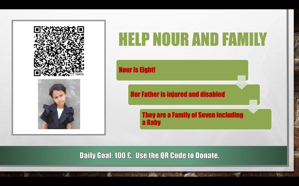 Campaign for Nour. QR Code on the top right. Link in reply.