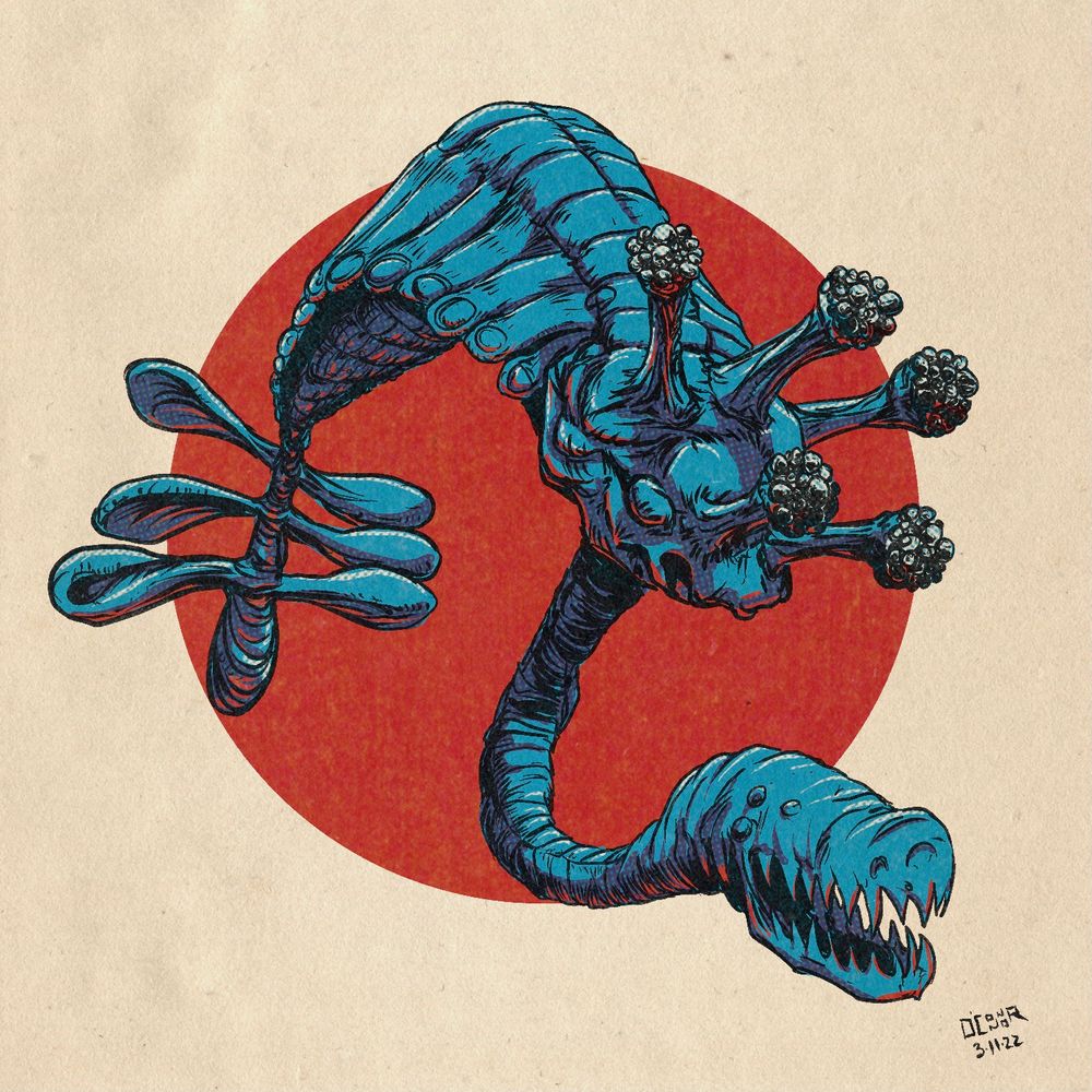 Drawing of an opabina, a tiny prehistoric monster.
