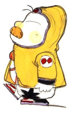 Cid, from Final Fantasy 6. a Chiba form with his eyes closed, most likely due to death. They have stood him up ala Weekend at Bernies 