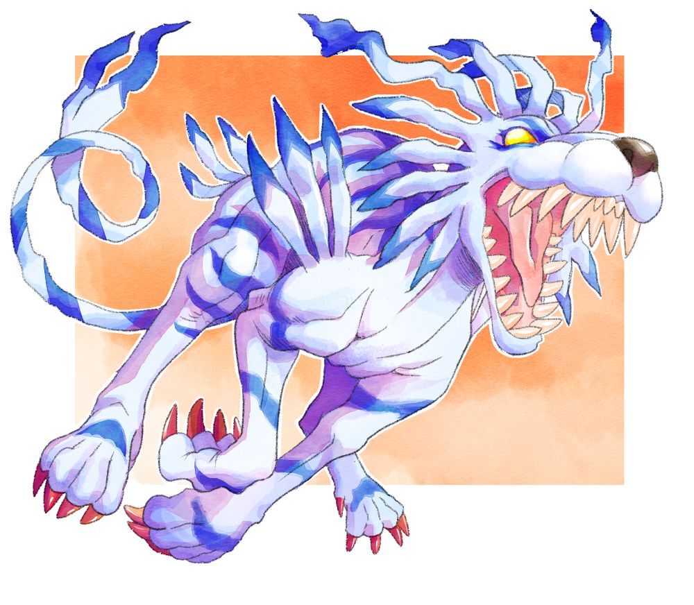 Garurumon sprints towards and unknown enemy. 