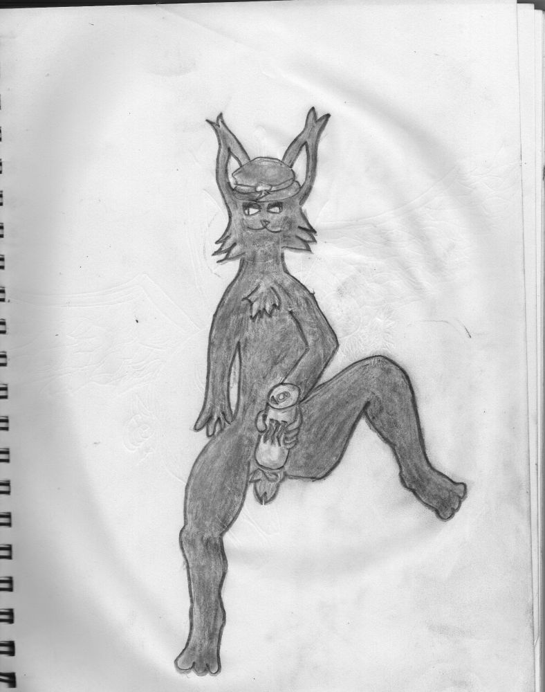 bunny man holding a can of Monster Energy Drink™ like a dick