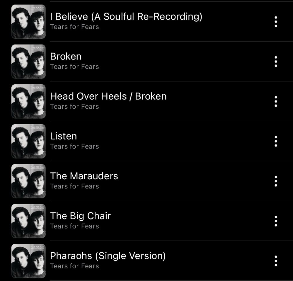 I Believe (A Soulful Rerecording), Broken, Head Over Heels/Broken (Live), The Marauders, The Big Chair, Pharaohs