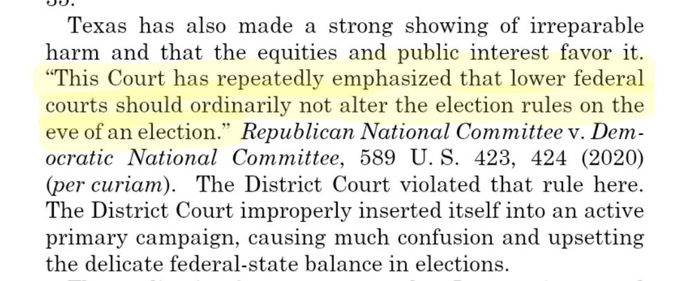 Some utter Purcell bullshit from the hacks on the Supreme Court