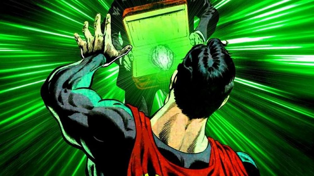 Superman with box of Kryptonite 