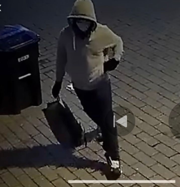 Pipe bomber shown late at night at the January 6 insurrection.