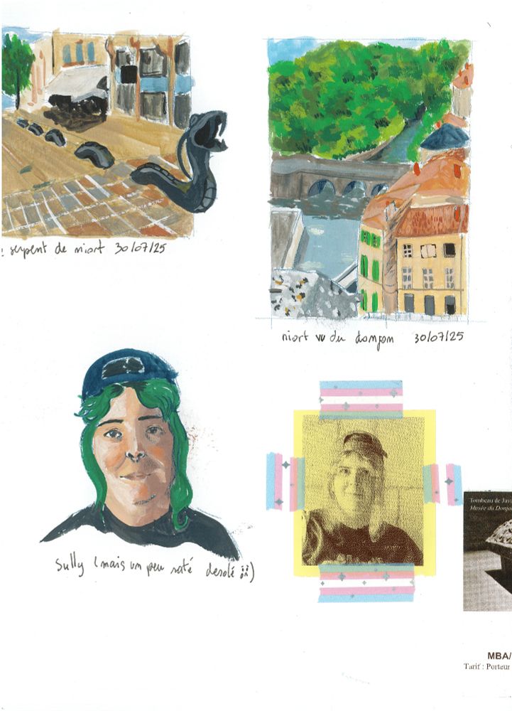 Gouache de la ville de Niort et un portrait de sully que j'ai un peu raté 