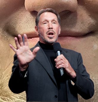 The Smiling Man behind Larry Ellison, looking like Bud Dwyer