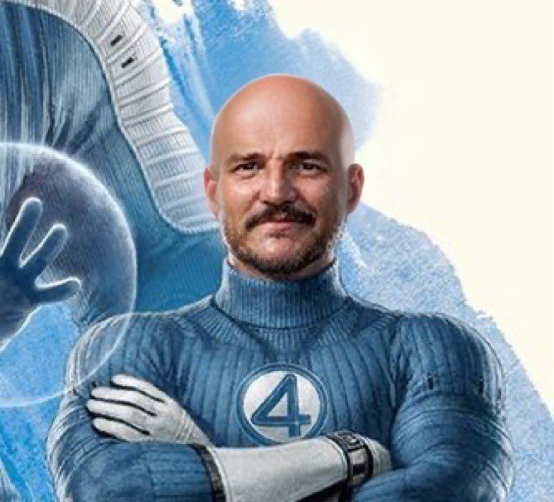 Pedro Pascal como Reed Richards, pero calvo