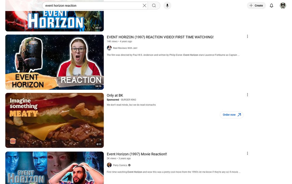 Messed up YouTube search results