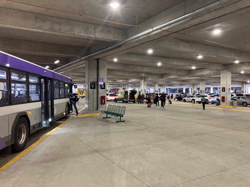 A view of BNA rideshare/ground transport with the WeGo 18 on the foreground.