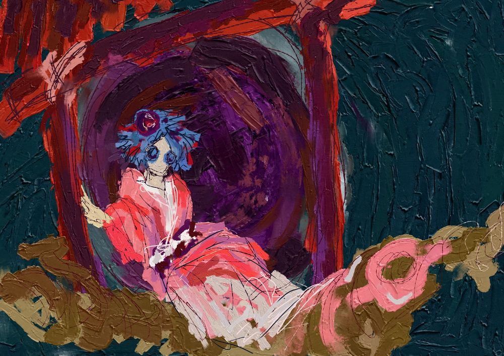 zombie child (mitsumo len'en) sitting near its mirror