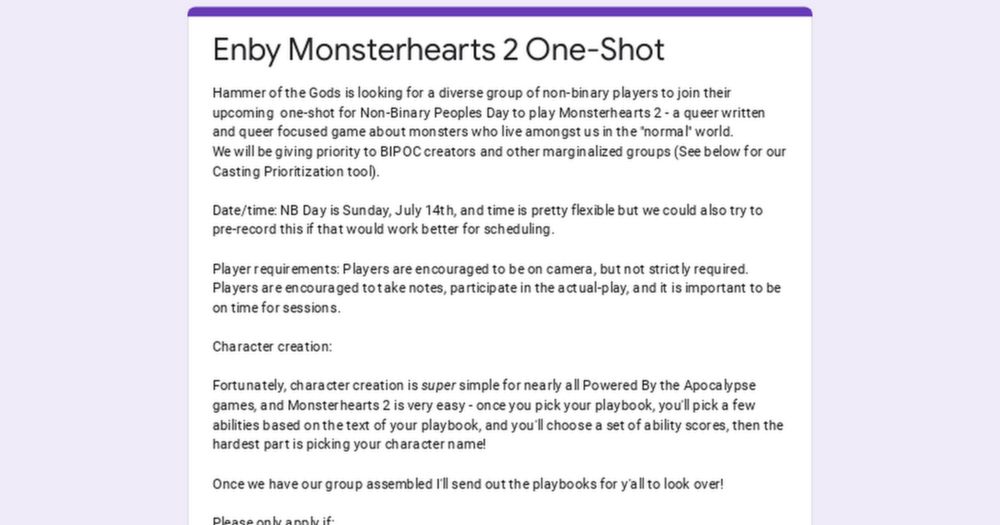 Enby Monsterhearts 2 One-Shot