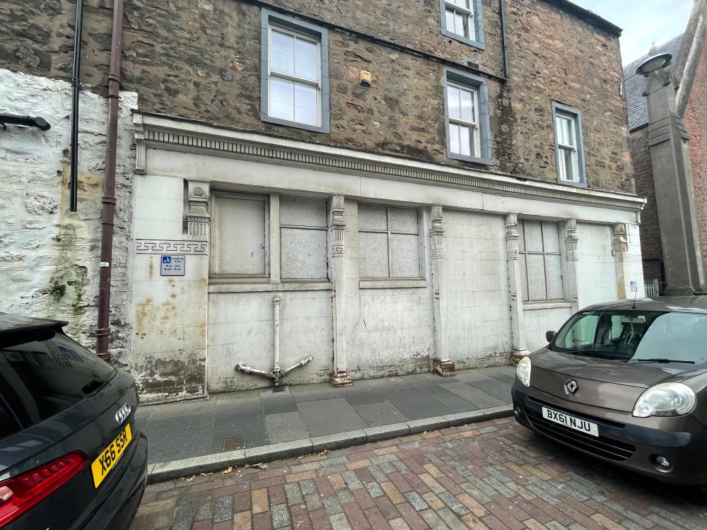 View of the facade at street level 