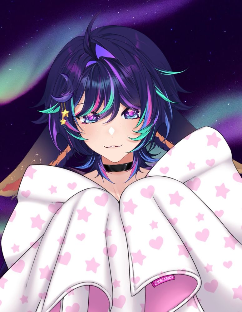 Aurori smiling with a blankie 